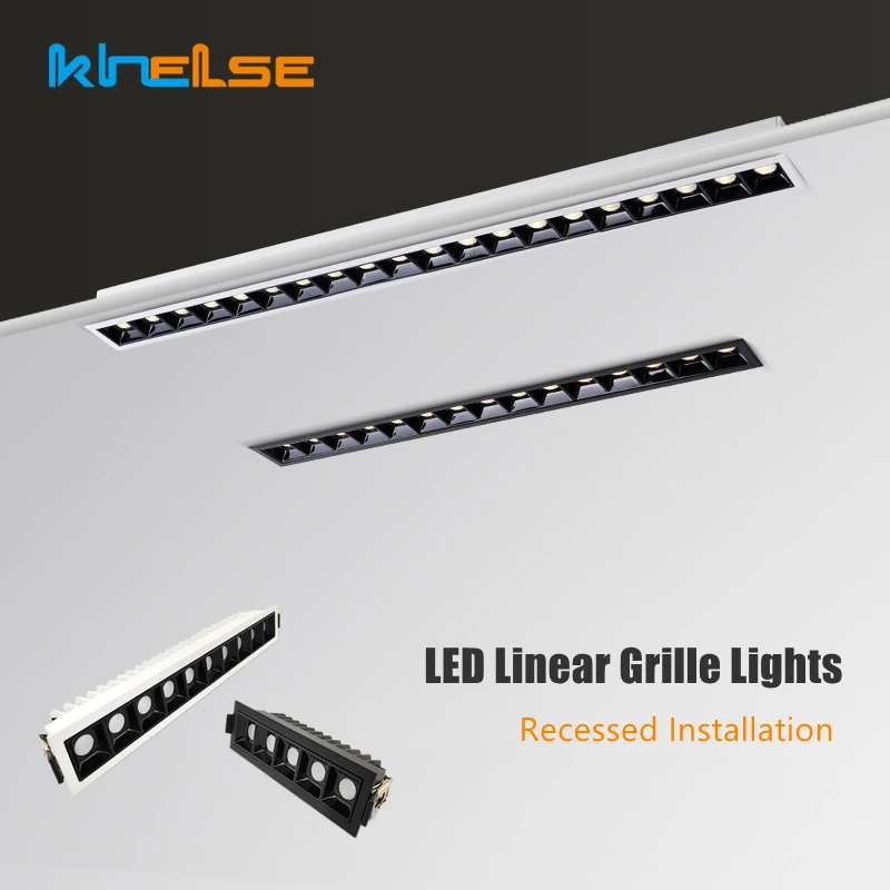 Modern LED Linear Grille Lights Living Room Office Recessed COB Anti-glare Long Strip Spotlight Interior Decoration Ceiling Lamp