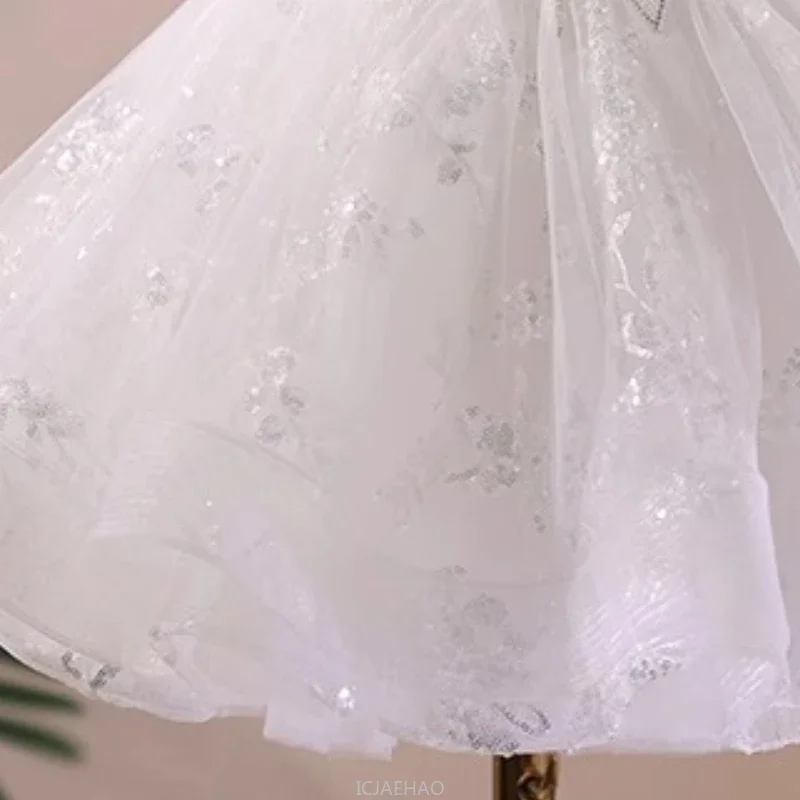 

Girls Evening White Dress Princess Gown Flower Girl Wedding Party Kids Piano Recital Birthday Pageant Formal Children Outfits