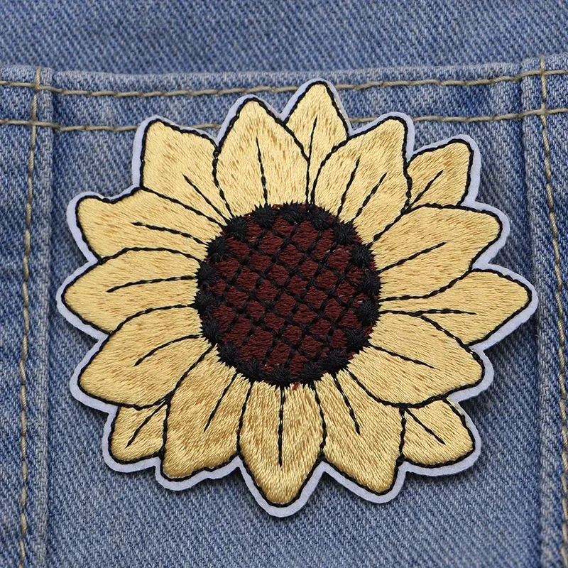 2PCS Eye of Horus Sunflower Wish Dandelion Embroidery Iron on Patches Stripes Appliques Cloth Stickers DIY Apparel Sewing Fabric
