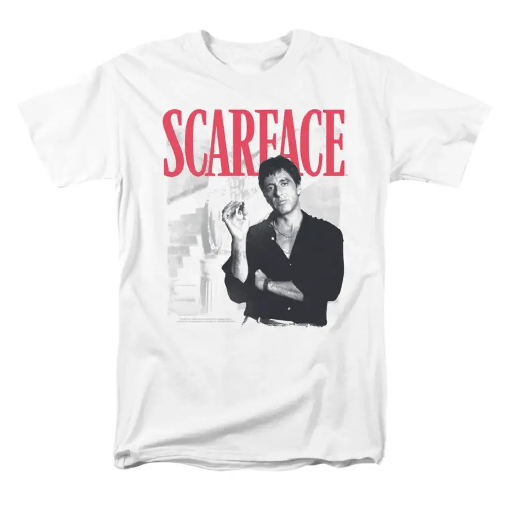 Scarface Men'S Stairway T-Shirt Medium White Rockabilia