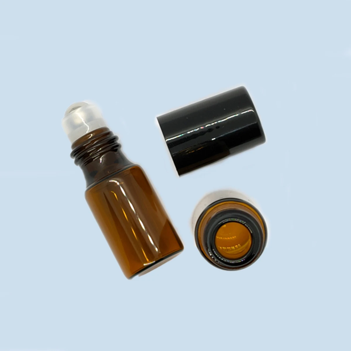 20/30/50/100pcs 3ml 5ml 10ml Amber Thin Glass Roll on Bottle Refillable Sample Test Essential Oil Vials with Roller Metal Ball