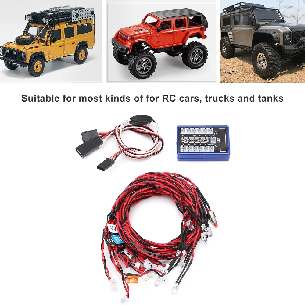 12 LED RC Car Lighting Kit 4.8-6V DC 5 Operation Modes Flashing Light System Smart Simulation RC Taillight Lamp