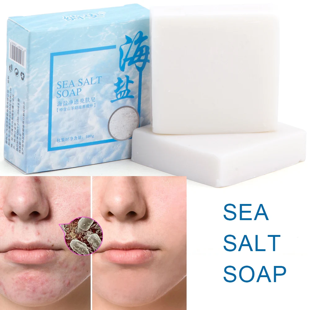 Sea Salt Soap Exfoliating Acne Treatment Deeply Goat\'s Milk Soap Body Whitening Cleaner Pores Blackheads Removal Makeup Tools