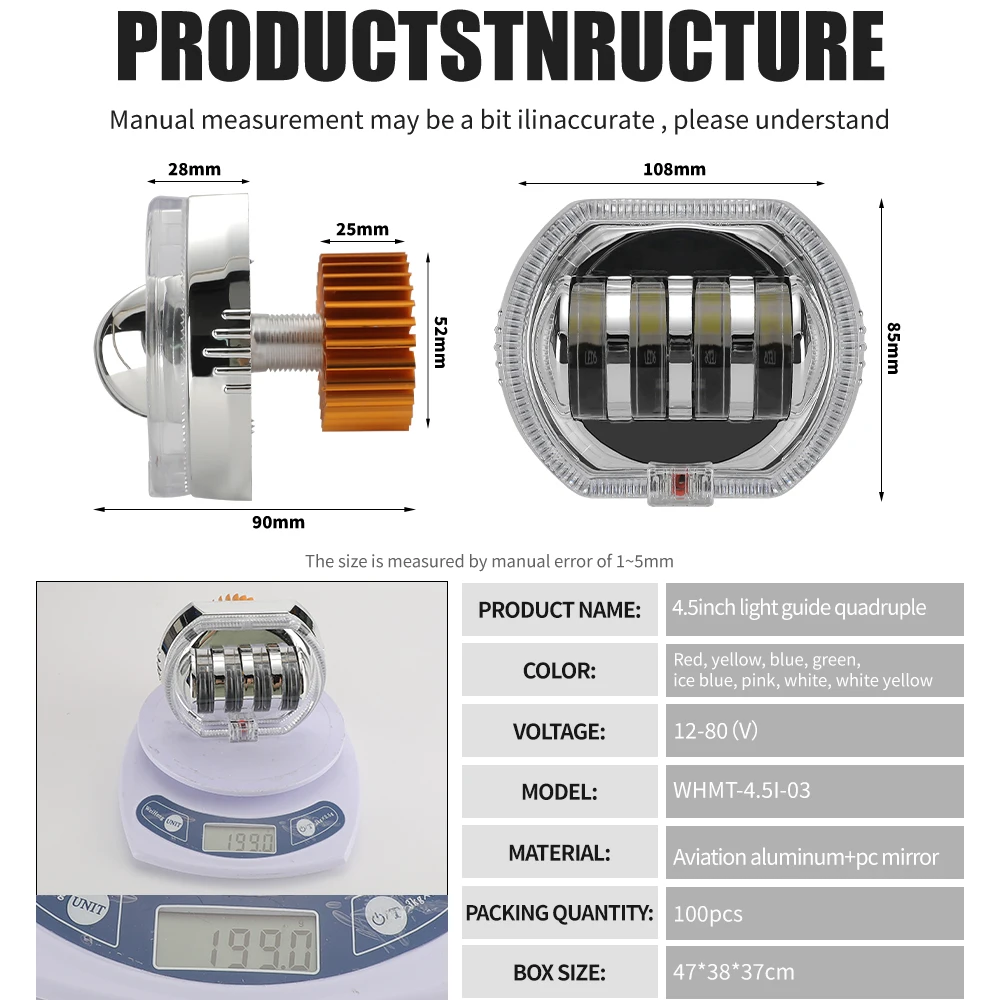 

Motorcycle Modification LED Headlights with Built-in 4-piece Dual Aperture High and Low Beam Spotlights for Angel and Demon Eyes