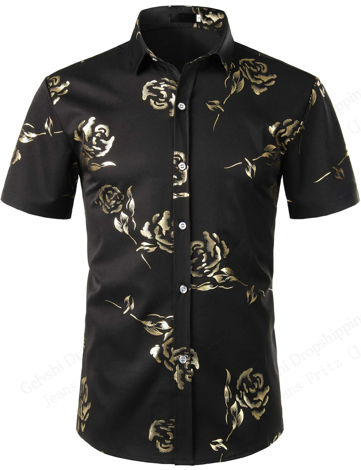 New Golden Floral 3D Print Hawaiian Shirt Men Women Fashion Short Sleeve Lapel Shirt Rose Beach Blouse Men Clothes Camisa Hombre
