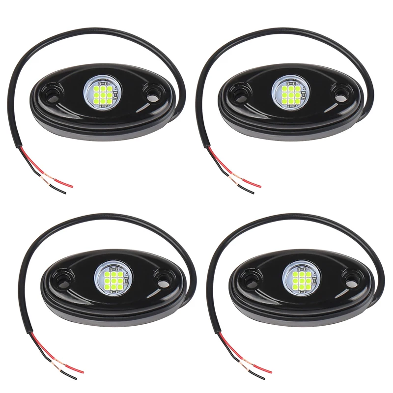 4Pcs 9LED Super Bright Rock Light Kit LED Waterproof LED Neon Underglow Light for Off Road Truck Boat Green