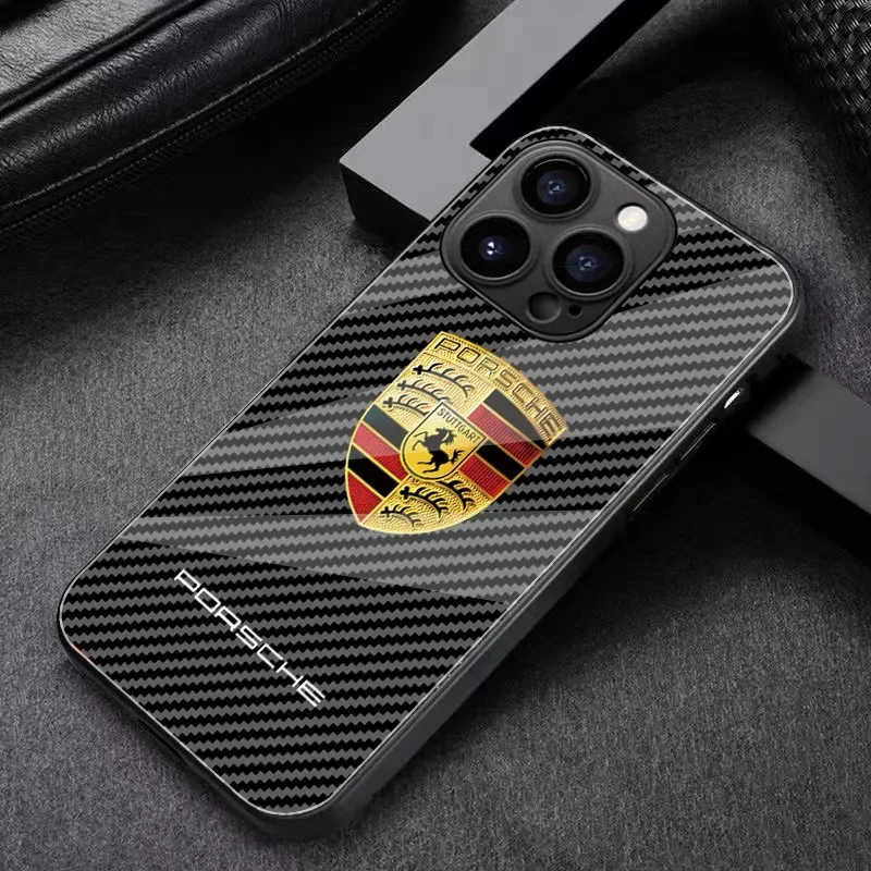 

Carbon Fibre Pattern For Porsche Phone Case for iPhone 16 Pro 11 12 Mini 13 14 Pro 15 Pro Max 7 8 Plus XR XS MAX Cover Shell