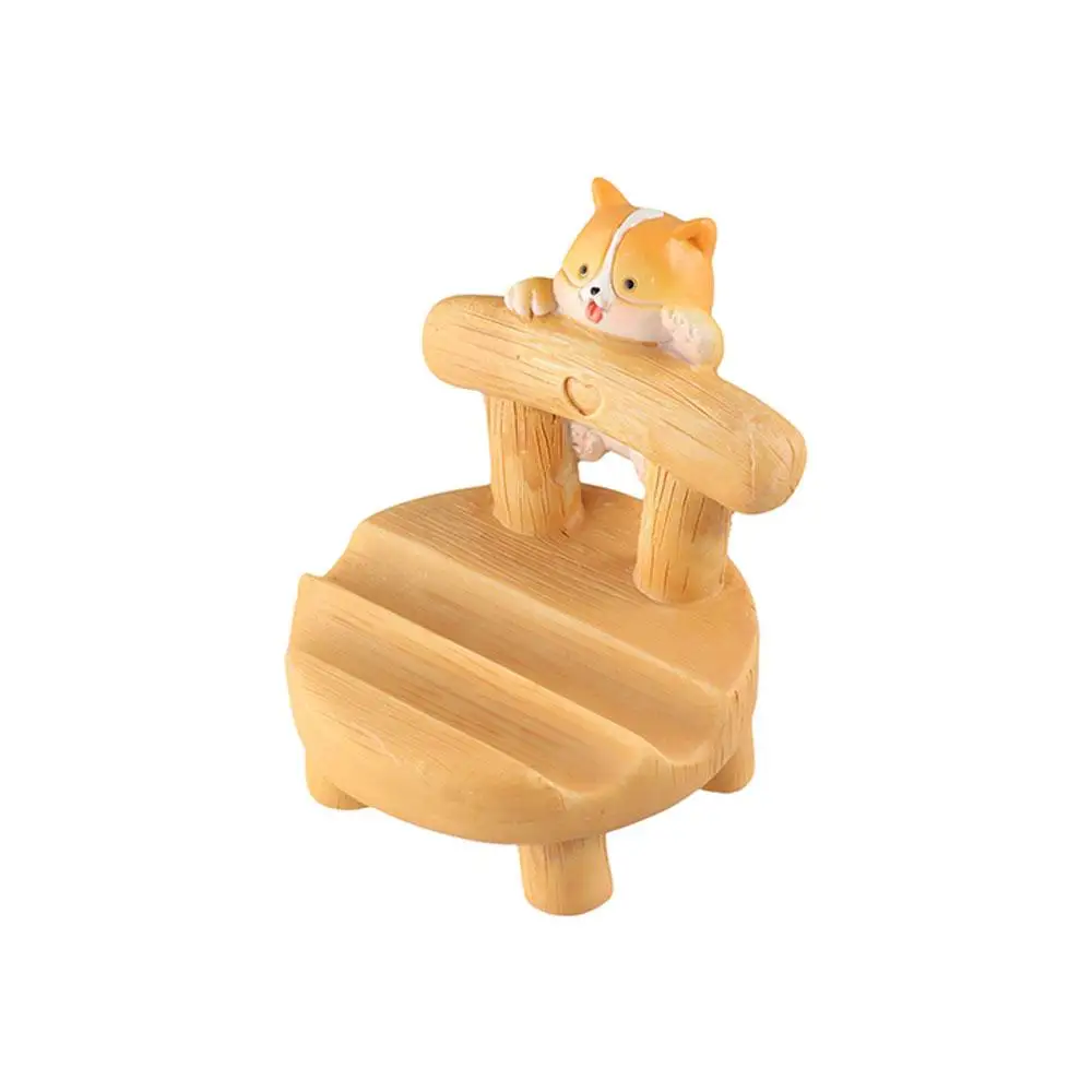 나무 의자 의자 전화 홀더 고양이 강아지 휴대 전화 홀더 전화/태블릿에 대한 개인화 된 독특한 휴대 전화 브래킷