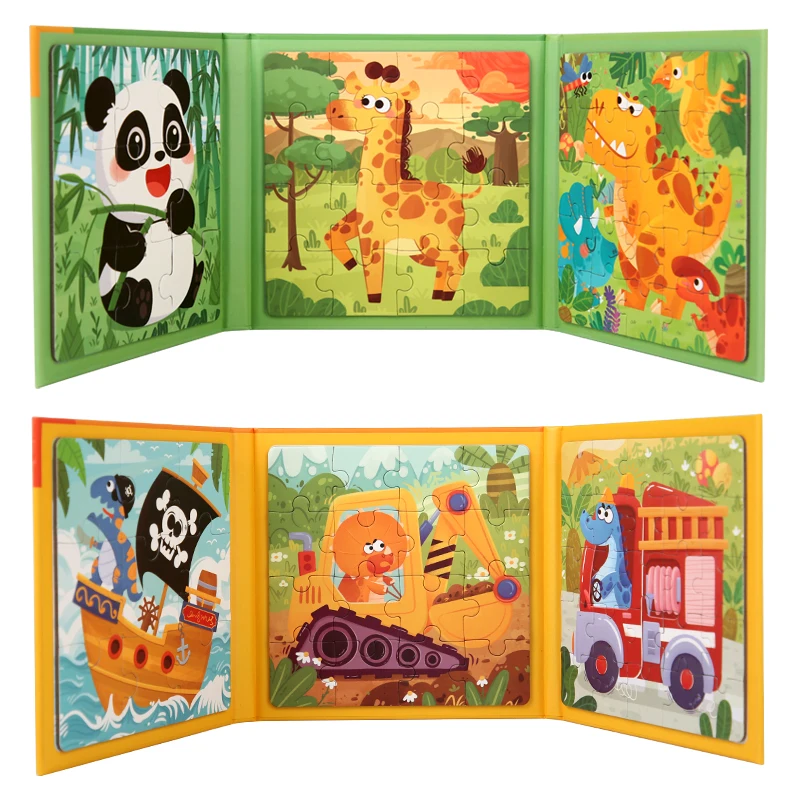 Puzzle magnetici giochi per bambini Busy Quiet Cartoon Animals Jigsaw Book Montessori Baby Educational Toys regali precoci per bambini