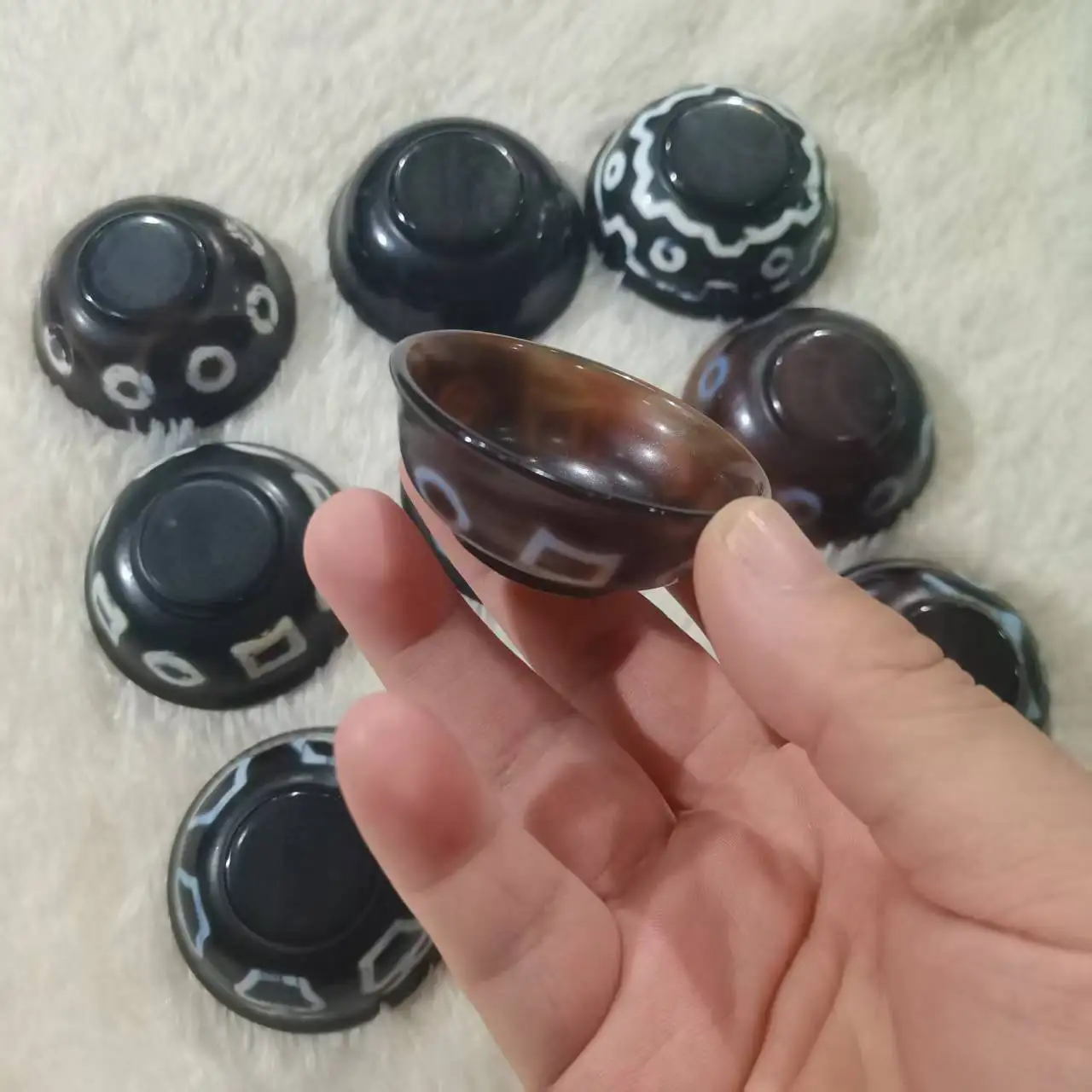 1pcs/lot Natural Agate small Tea Cup old agate different Patterns high quality Black color