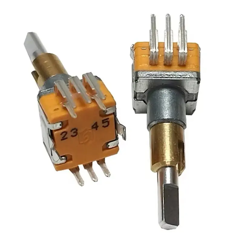 ABUG-2X EC11 Encoder Dual-Shaft Axis EC110701N2B With Push Button Switch 30 Position 15 Pulse 8Pins 25MM Half Shaft