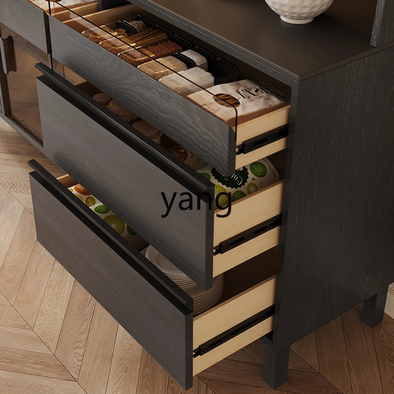 Lmm medieval retro black tea cabinet living room against the wall storage storage wine cabinet