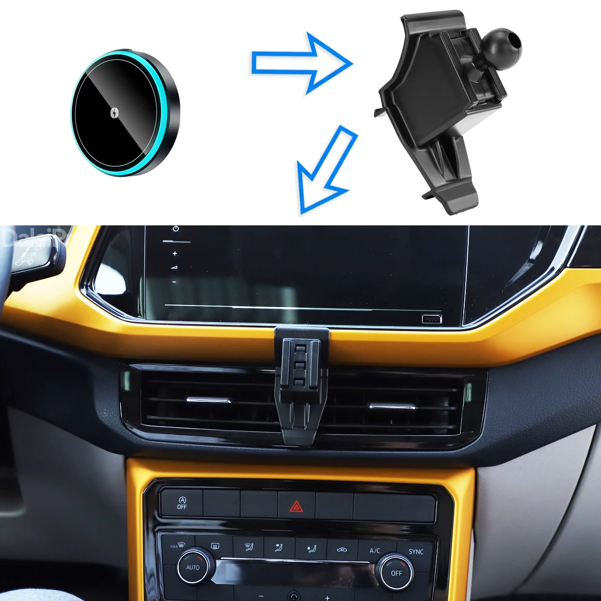 Für Volkswagen VW T-Cross 2018 2019 2020-2023 Auto-Handyhalterung Kabelloses Ladegerät Telefon-Auto-Klemmhalterung Starke Magnetische Halterungsbasis – Detail 2