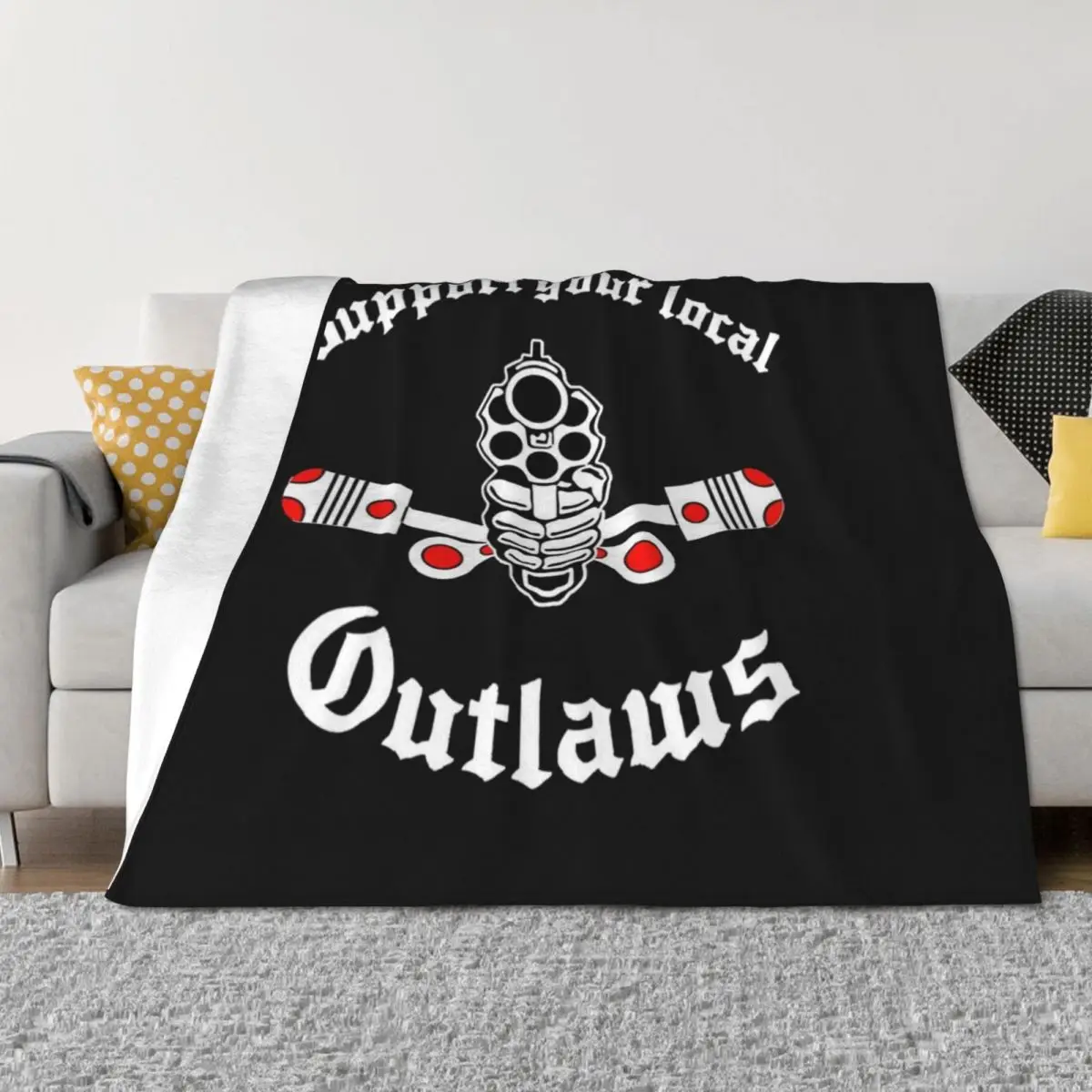 

Outlaw mc Support Gift Halloween Day, Thanksgiving, Christmas Day Classic Throw Blanket Shaggy Moving Hairys Blankets