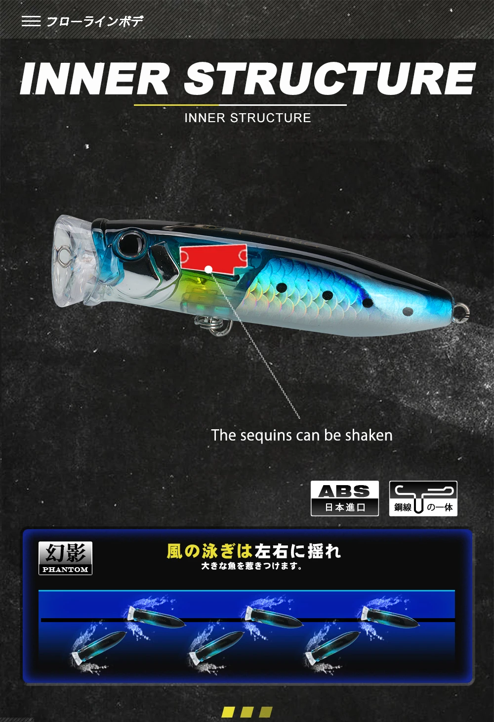 D1 Topwater Popper Angelköder, 90 mm, 18,8 g, schwimmender harter Köder mit Drillingshaken für Barsch, Hecht, Salzwasser, Süßwasser, Angelausrüstung DT4009 – Detail 6
