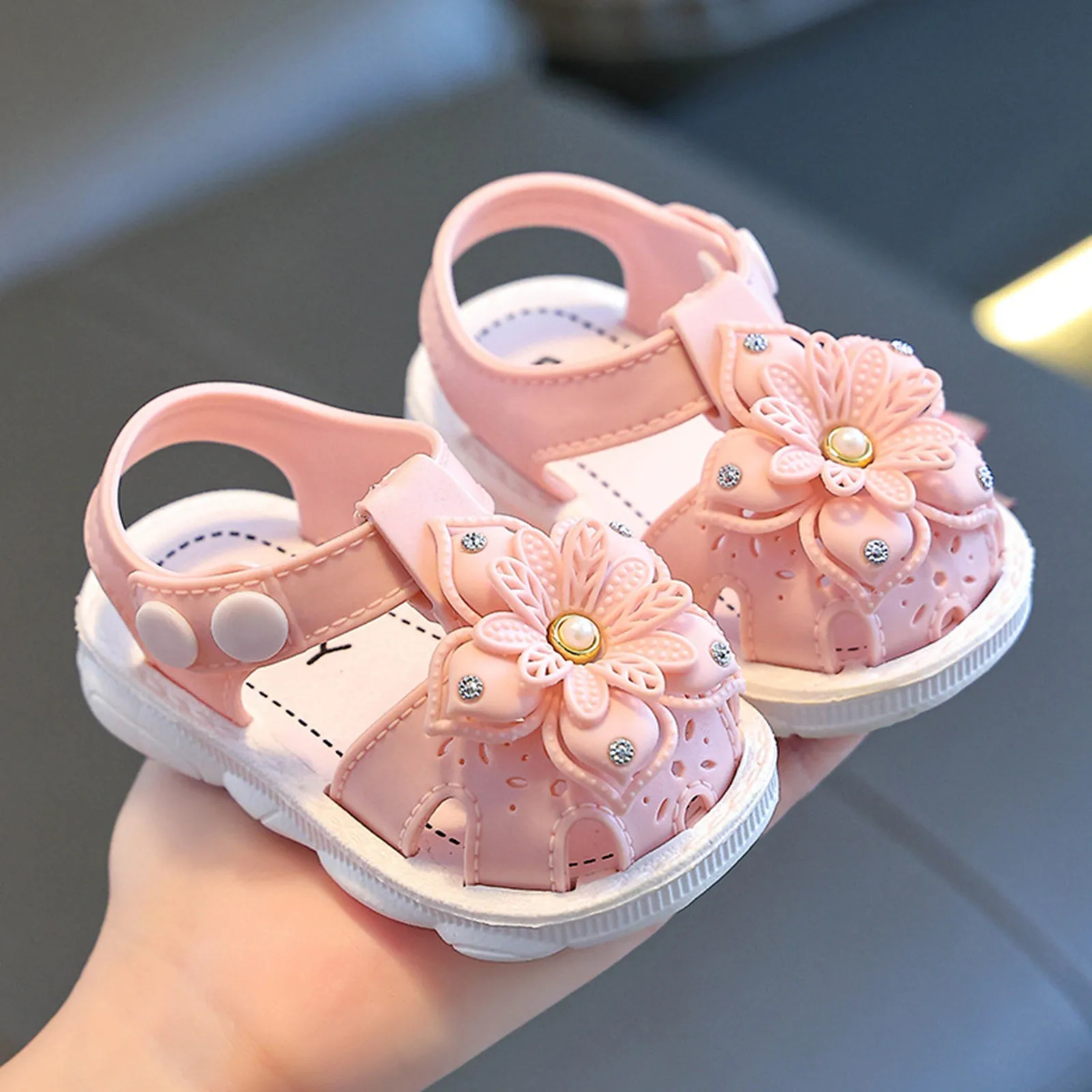 

Girls' Sandals 0-3 Year Old Summer Anti slip Soft Sole External Wear Baotou Princess Cute Anti slip Beach Baby's Garden Shoes