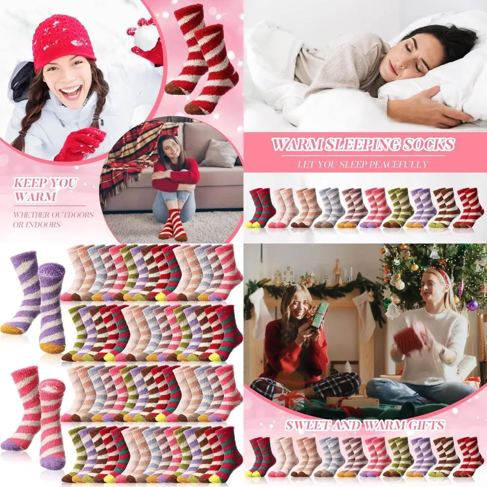 

60 пар женских плюшевых носков, мягких и теплых зимних носков, идеальные домашние тапочки и рождественские подарки