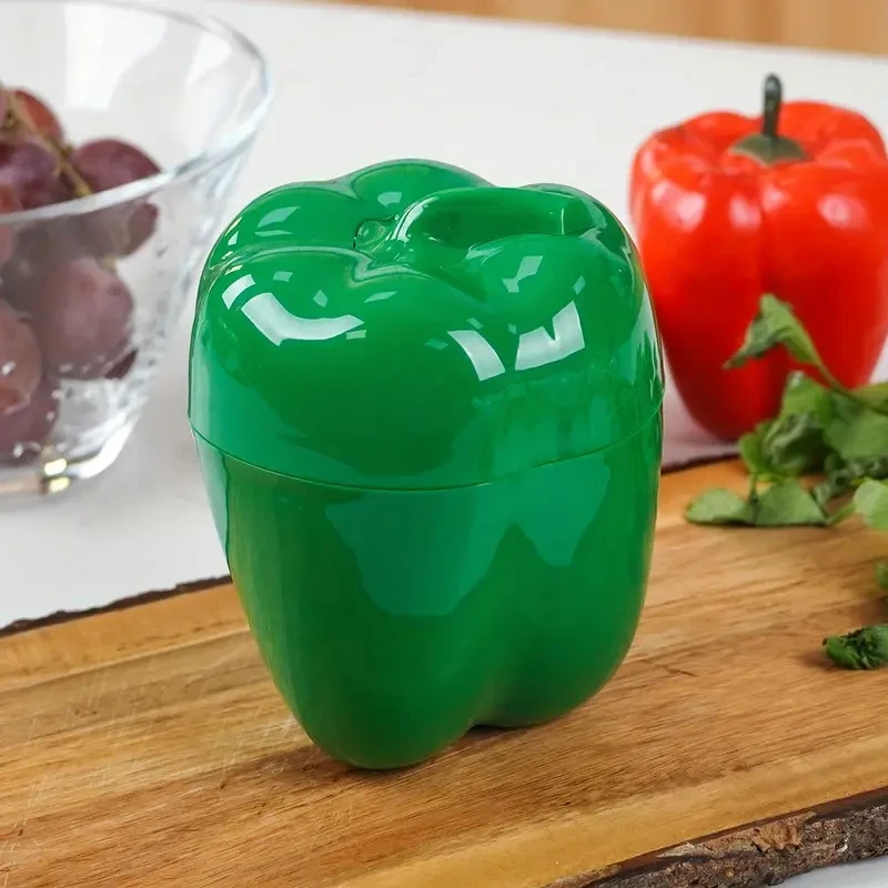 1pc  Green Pepper Shaped Fresh-keeping Box, Food Storage Container, Plastic Reusable  Creative Food Storage Jar, Kitchen Supplie