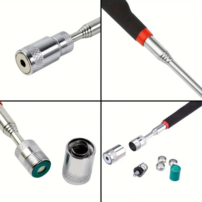 1pc Portable Magnetic Pick Up Tool Extendable Telescopic Led Torch Magnet Rod For Repairing Shop