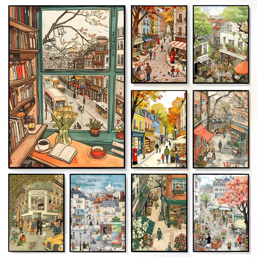 Urban Artwork Vintage City Street Art Print Poster American Film Mural Home Childrens Room Wall Decor Print