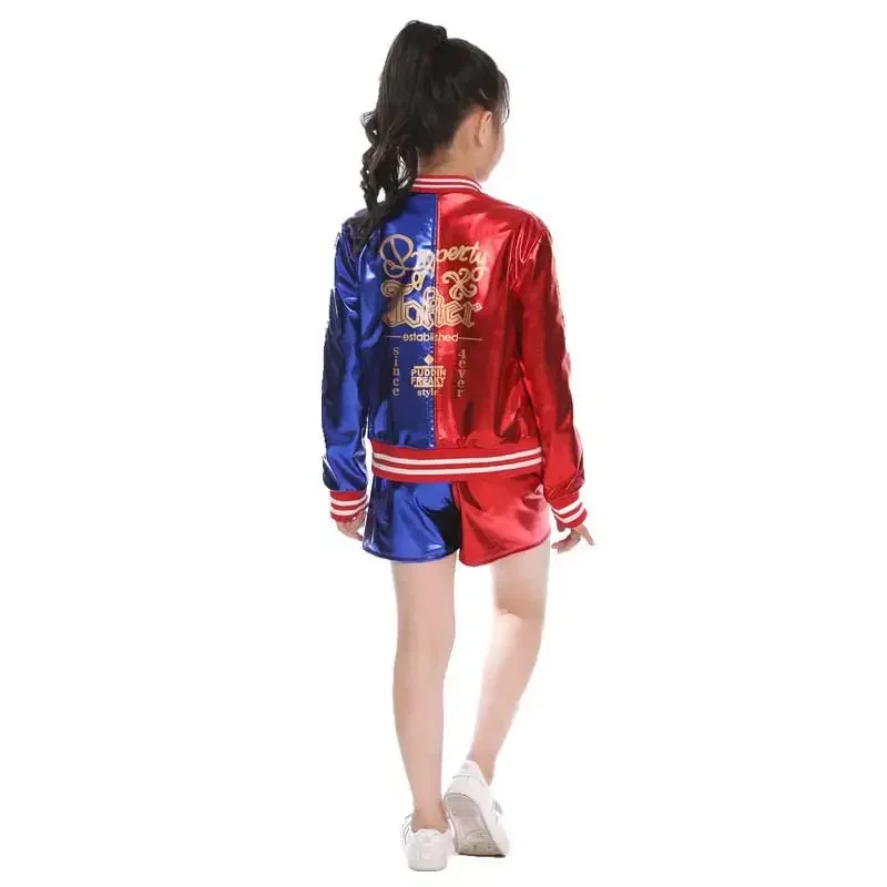 Girls Harley Squad Monster Shirt Quinn Costume Printed Jacket Shirt Pants Gloves Suicide Quinn Cosplay Halloween Costume