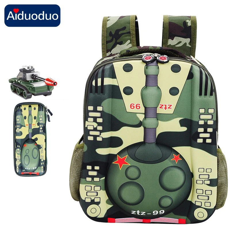 

Cool Backpack School Teenage School Backpack Man Backpacks for School Children Elementary Student Gift 3D Tank Camouflage