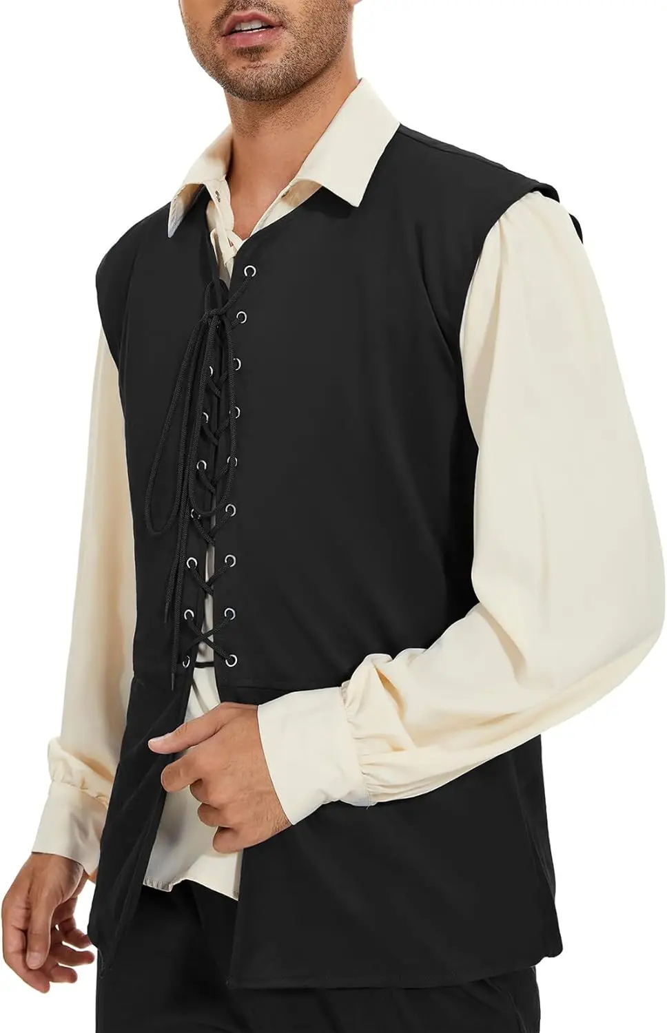 عصر النهضة زي رجالي القراصنة سترة القرون الوسطى رن فاير فايكنغ القوطية Steampunk هالوين تأثيري صدرية #2