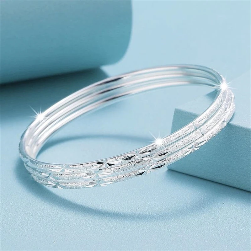 Bracciale da donna con tre anelli in argento sterling S999, design cielo stellato, gioielli alla moda, regalo di compleanno di San Valentino