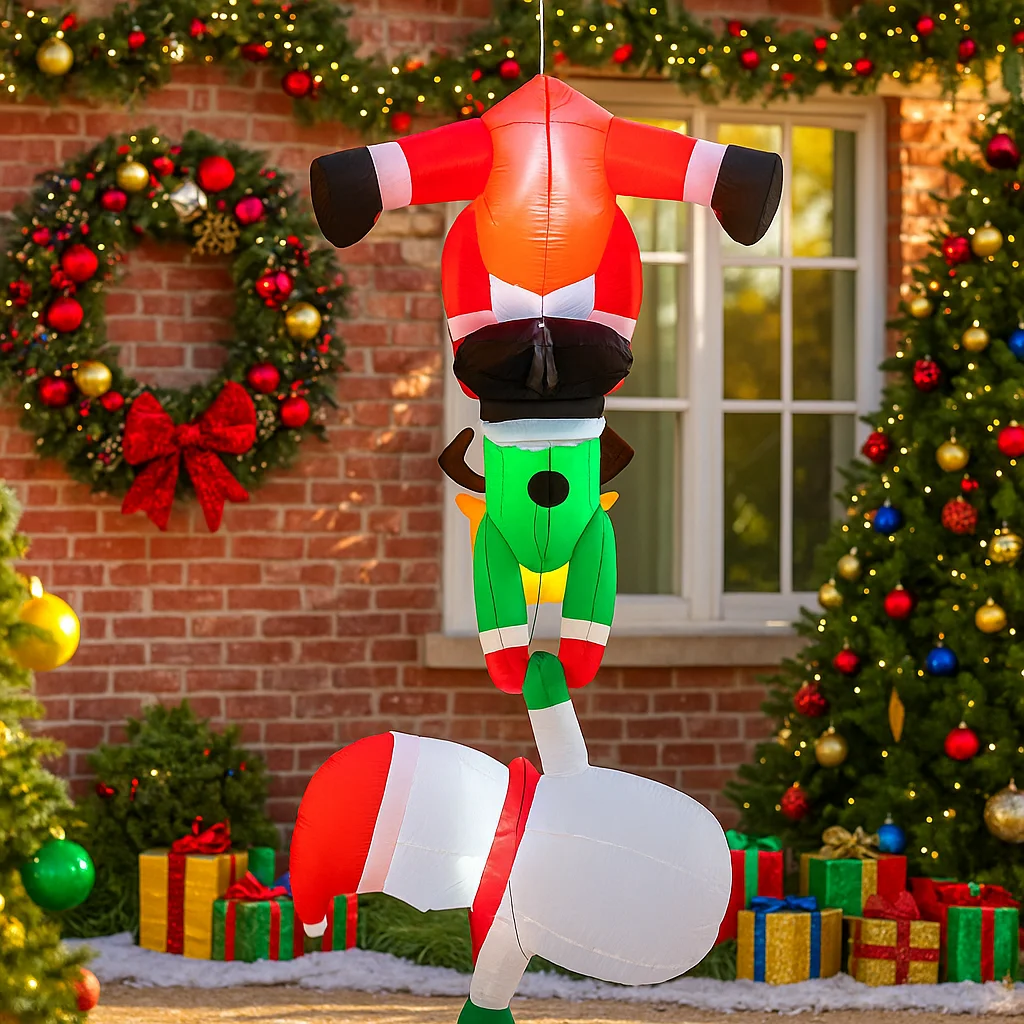 2.4 متر/7.8FT زينة عيد الميلاد لعبة قابلة للنفخ سانتا الرنة ثلج مكدسة ساحة المنزل عيد الميلاد الحلي LED لعبة حفلة عيد الميلاد #4