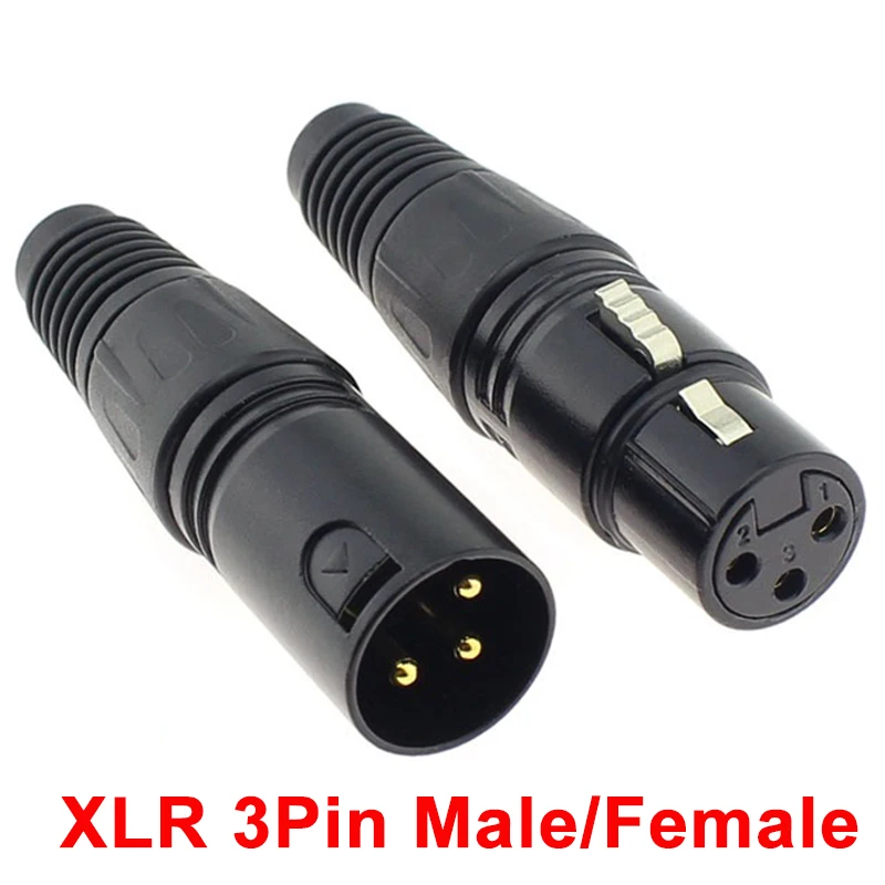 1/2/5PCS XLR 3-Pin Male/Female Microphone Audio Cable Plug Connector Cannon MIC Cable Termination Black Silver Microphone Plugs