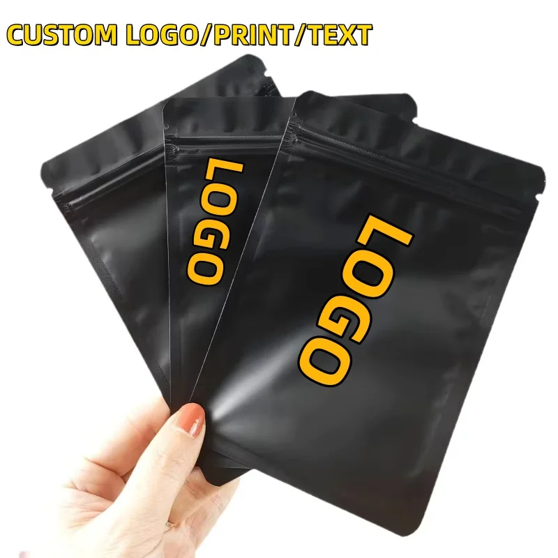 

100PCS Flat Matte Black Al Foil Ziplock Packaging Bag DIY Matcha Snack Coffee Sugar Beaf Biscuit Candy Tea Gift Storage Pouches