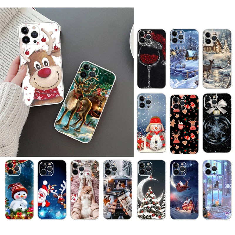 

Christmas Santa Deer Snowman Phone Case For iphone 17 Pro Max Air 16 15 14 13 Pro Max 15 16 Pro 15Plus
