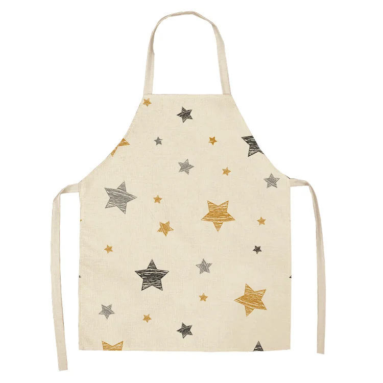 1 Pcs Creative Geometric Cotton Linen Apron Woman Adult Kids Bibs Home Cooking Baking Coffee Shop Cleaning Aprons