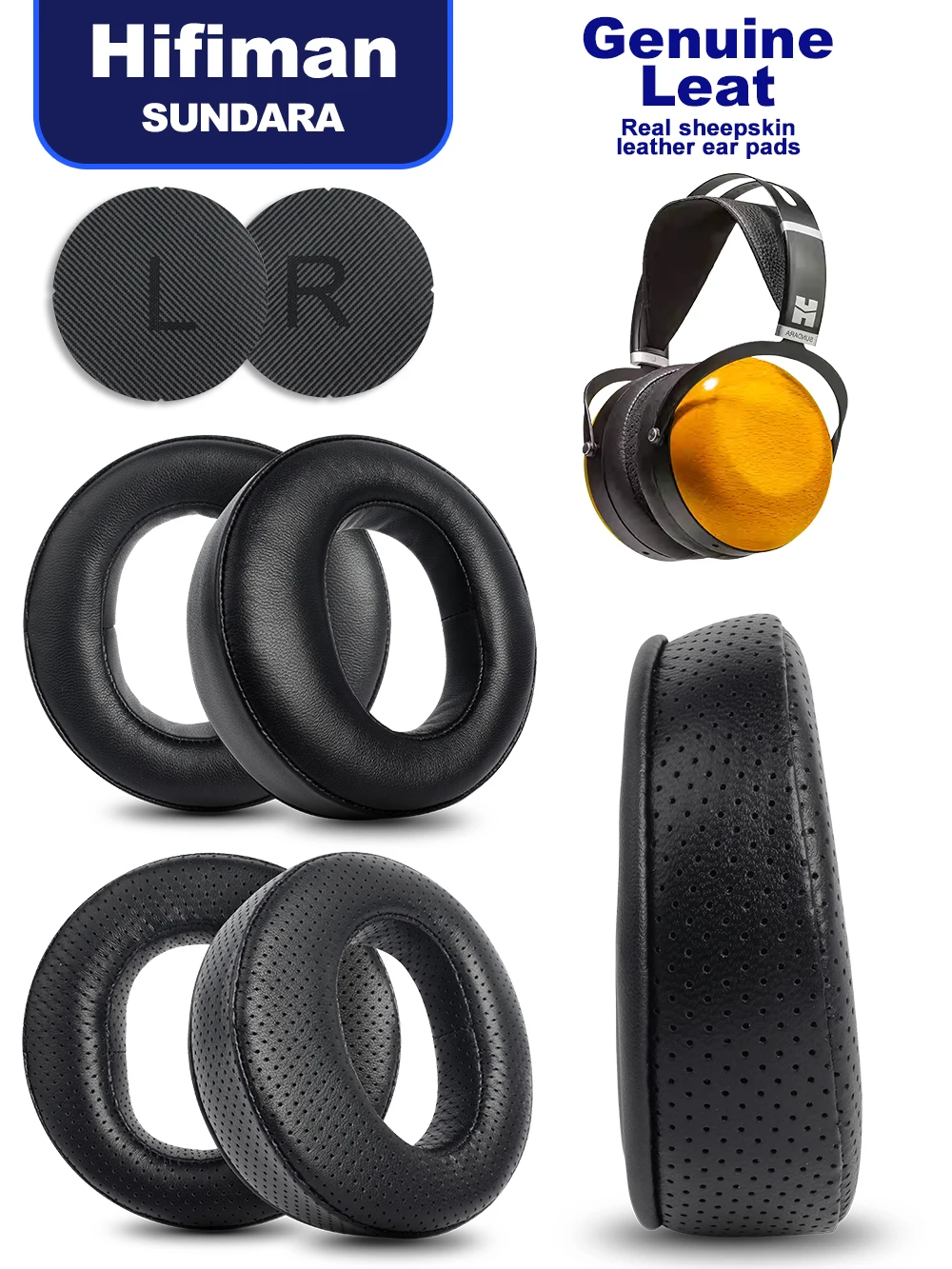 

Амбушюры для наушников Hifiman SUNDARA HE300 HE500 HE560 из перфорированной овечьей кожи с эффектом памяти, губчатые накладки
