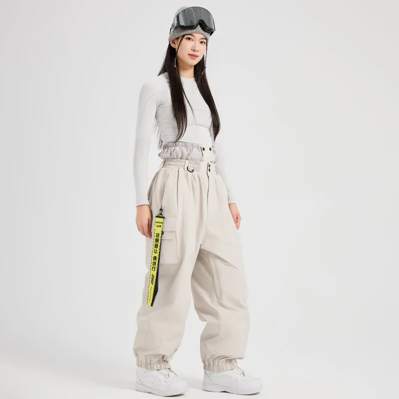 Picture 4: New Professional Single Double Board Outdoor Windproof Waterproof Warm Fluffy Loose Oversized Ski Pants Woman Man Snowboard Wear