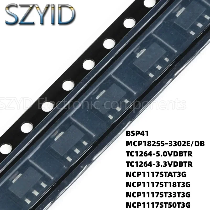 100PCS SOT223 BSP41 MCP1825S-3302E/DB TC1264-5.0VDBTR TC1264-3.3VDBTR NCP1117STAT3G NCP1117ST18T3G NCP1117ST33T3G NCP1117ST50T3G