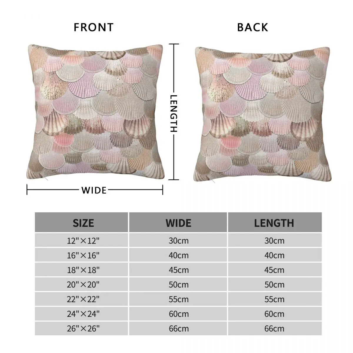 Mermaid Shells Rosegold Pillowcase Polyester Linen Velvet Pattern Zip Decorative Sofa Cushion Case Wholesale