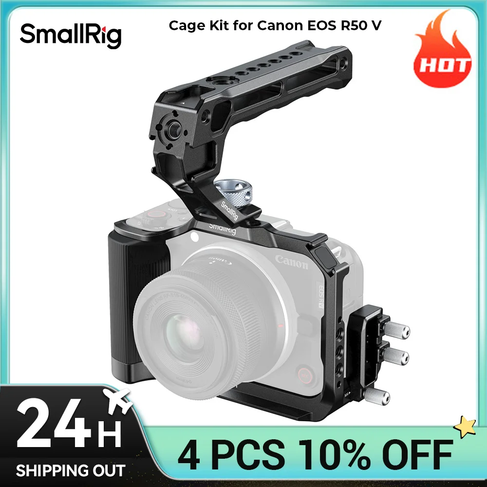 

SmallRig Grip Cage Kit for Canon EOS R50 V With Top Handle Cable Clamp Cold Shoe Mount for Microphones Lights 5766