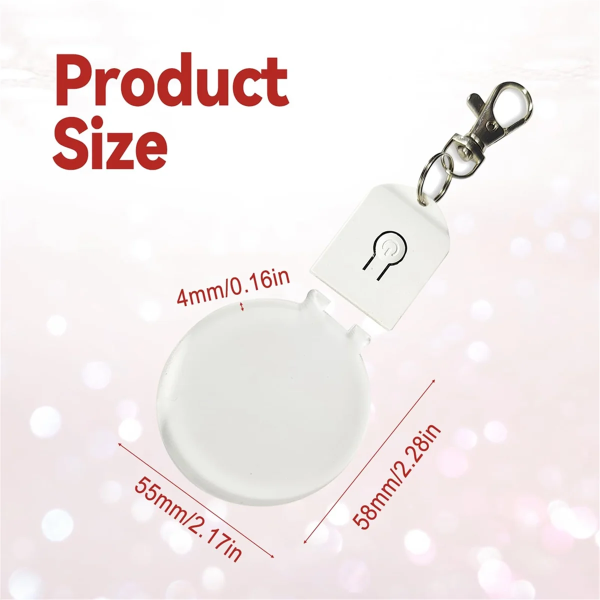 

New-Design Keychain Blanks with LED Lighted with Keyrings for Photos Round