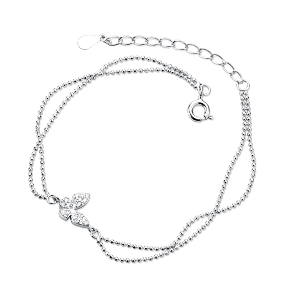

Silver Plated Chain Bracelet Elegant Wrist Decor Ladies Pendant Round Ball Fashion Accessories Gifts For Women Girls Pure Silver