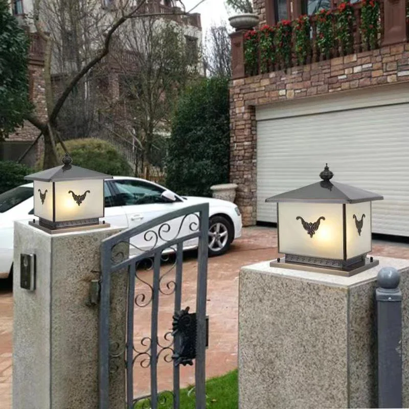 BERTH Outdoor Electricity Post Lamp Vintage Creative Chinese Brass  Pillar Light LED Waterproof IP65 for Home Villa Courtyard