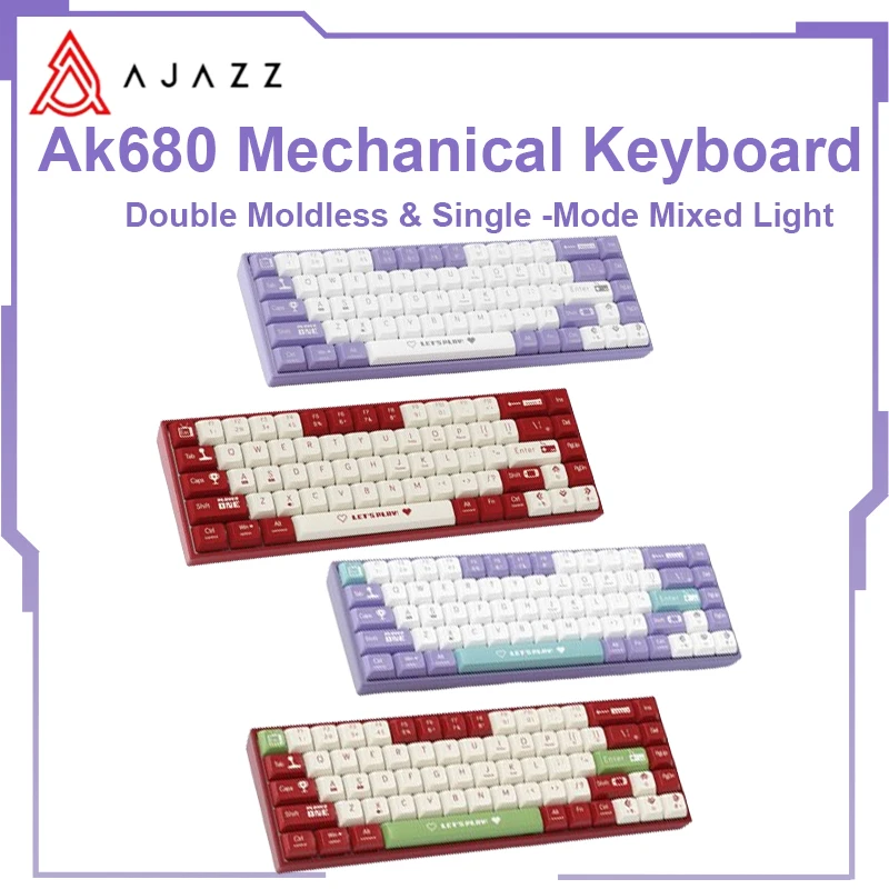 

Ajazz Ak680 Mechanical Keyboard Wired /2.4g Wireless Bluetooth Backlit Hot-Swappable Gaming Keyboard 68 Key Abs Keycap Pc Laptop