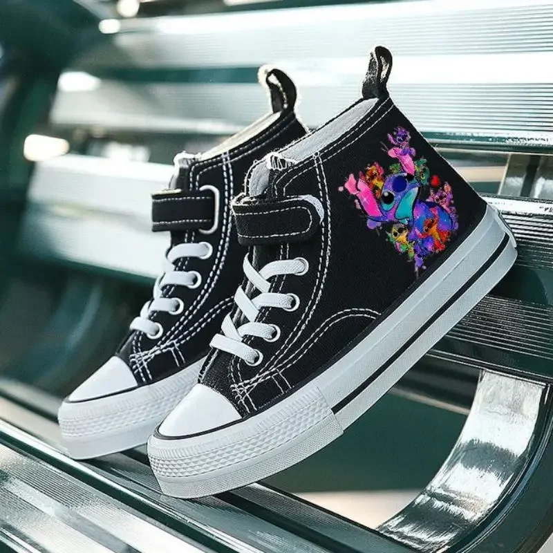 Lovely Children Disney Lilo Stitch comfortable High-top Sport Boys Kids Shoes Print Girl Casual Cartoon Canvas Shoe Tennis Shoes