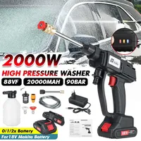 20000mAh Cordless High Pressure Washer Spray Water Gun Car Wash Pressure Water Nozzle Cleaning Machine for 18V Battery