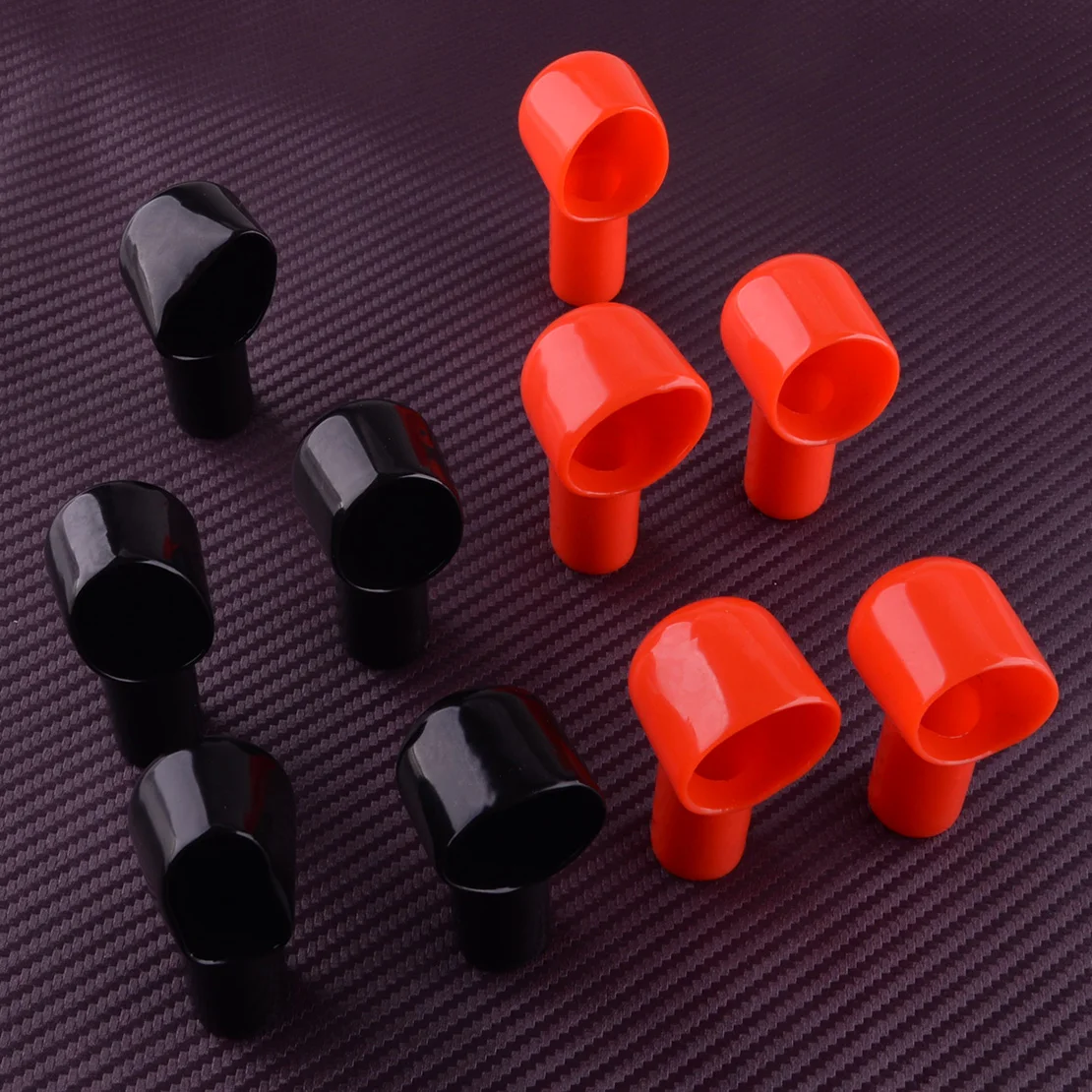 10pcs/set Black & Red Battery Terminal Protective Cover Boot Round Insulating Cap PVC New