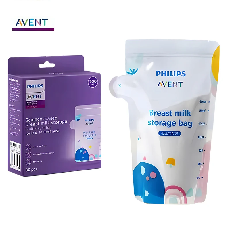 Avent saco de armazenamento de leite materno 200ml sacos de armazenamento de leite amamentação para refrigeração e preservação de leite materno, 30 peças
