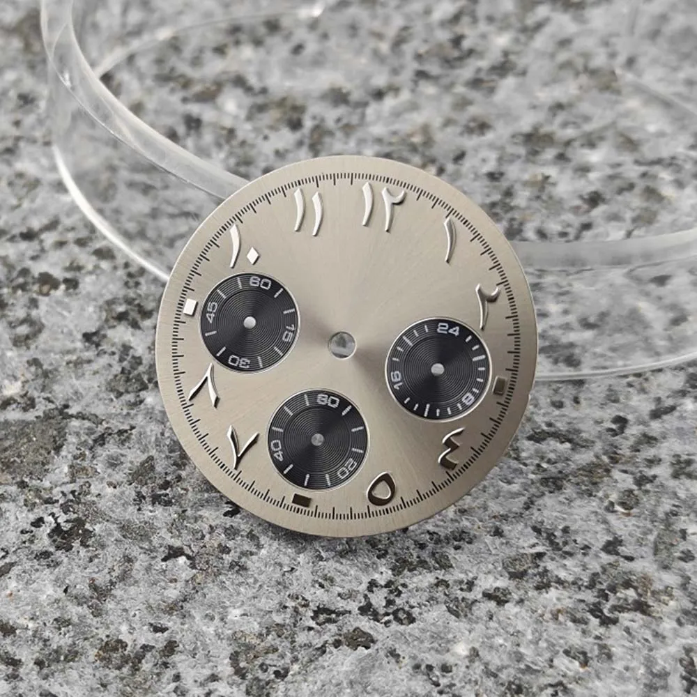 قرص VK63 29.5 ملم، أرقام عربية، قرص ساعة أظافر لحركة كوارتز VK63 بدون ملحقات تعديل الوجه المضيئة #2