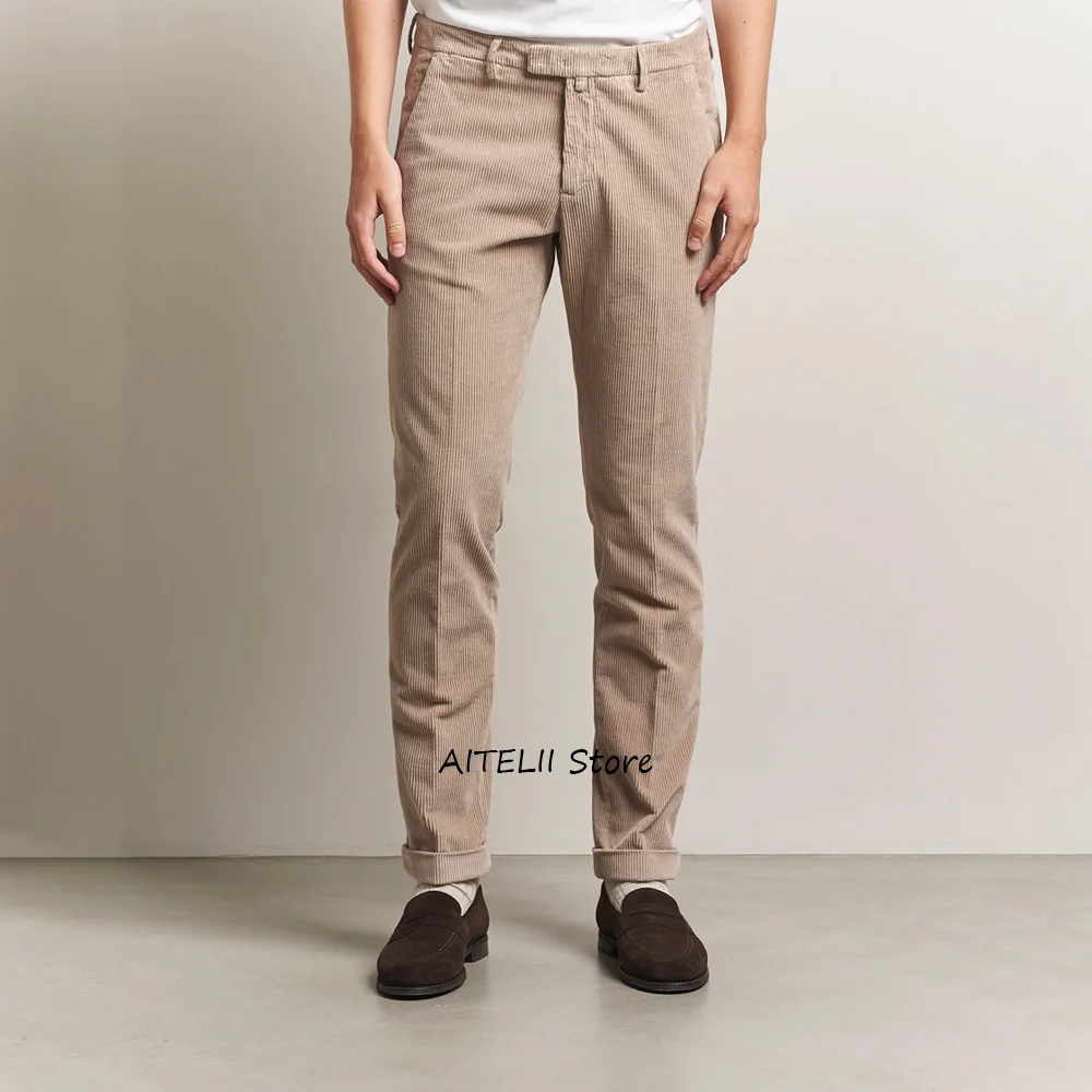 

Деловые повседневные классические мужские брюки для мужчин, рабочие брюки, прямые брюки из вельветовой ткани, одежда пошив