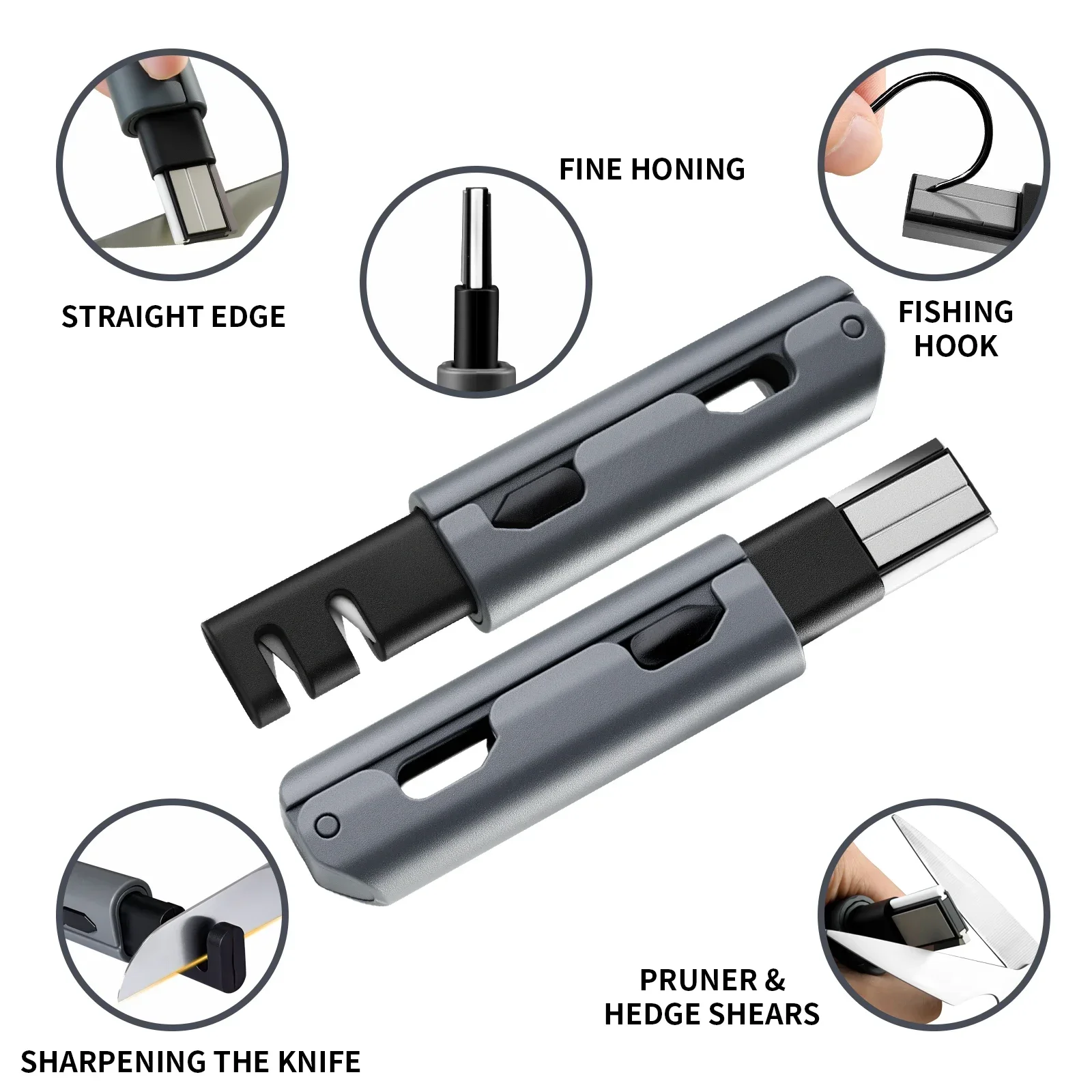 New Folding Knife Sharpener Ceramic Alloy Steel Sharpening Stone,Garden Tool Sharpener, Multifunctional Knife Sharpening Tool