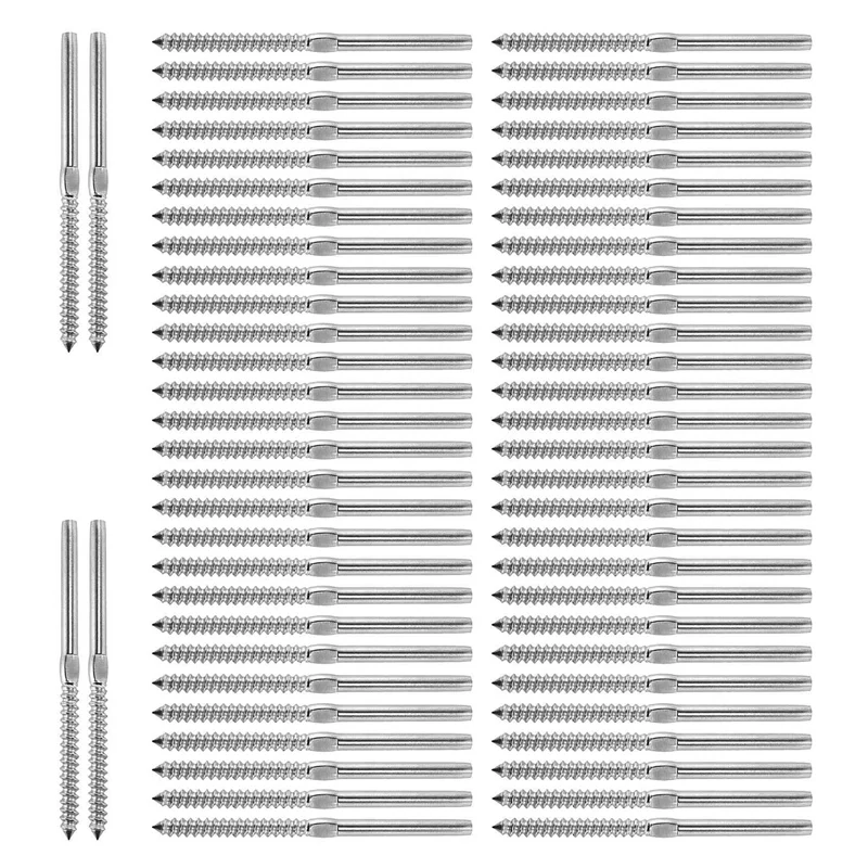 90 Pairs Left&Right Hand Thread Lag Screws For 1/8 Inch Cable Railing Stair Deck Railing For Wood Post Lag Screw